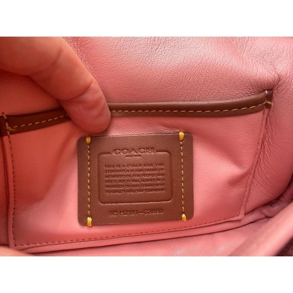 Coach Pillow Tabby Shoulder Bag 18 Pink Nappa Leather C3880 Mini Purse